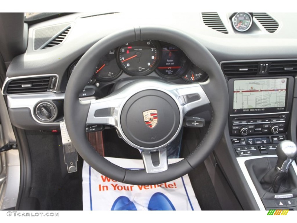2013 Porsche 911 Carrera Cabriolet Black Steering Wheel Photo #76470904