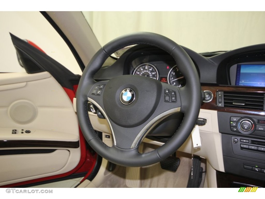 2012 BMW 3 Series 328i Coupe Cream Beige Steering Wheel Photo #76472109