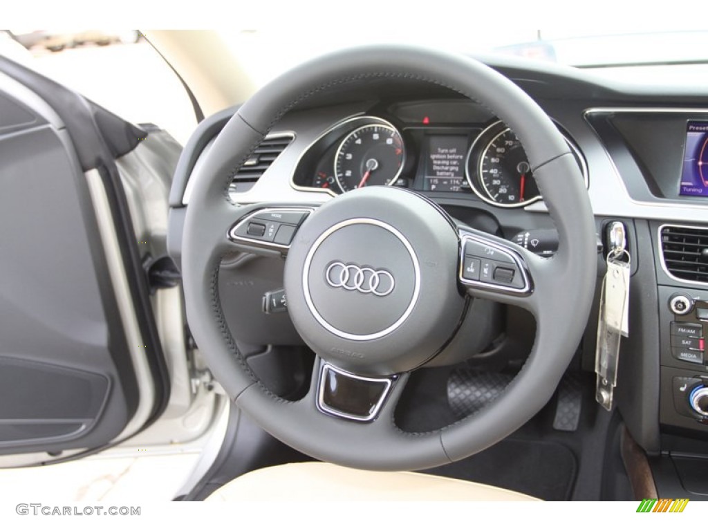 2013 Audi A5 2.0T quattro Coupe Velvet Beige Steering Wheel Photo #76472624