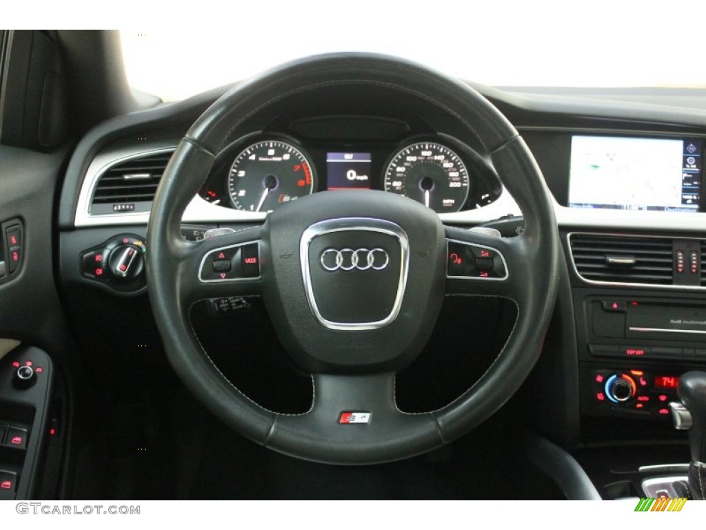 2010 Audi S4 3.0 quattro Sedan Black/Silver Steering Wheel Photo #76477310