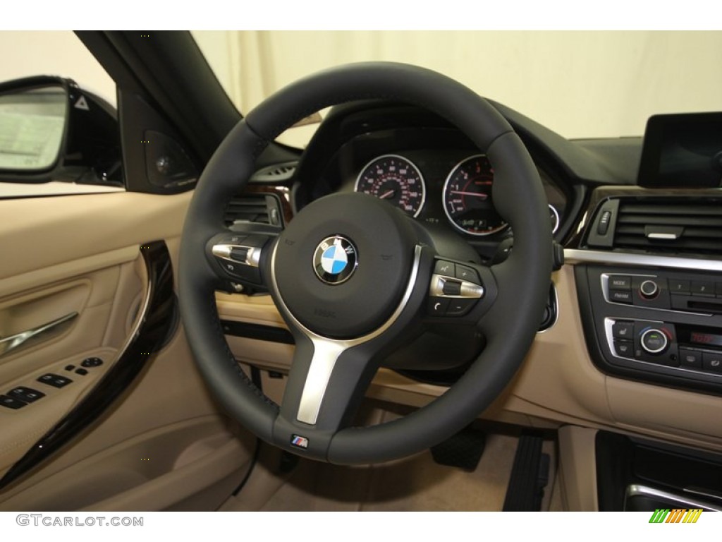 2013 BMW 3 Series 335i Sedan Venetian Beige Steering Wheel Photo #76477400