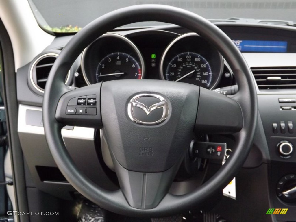 2013 Mazda MAZDA3 i SV 4 Door Black Steering Wheel Photo #76481186