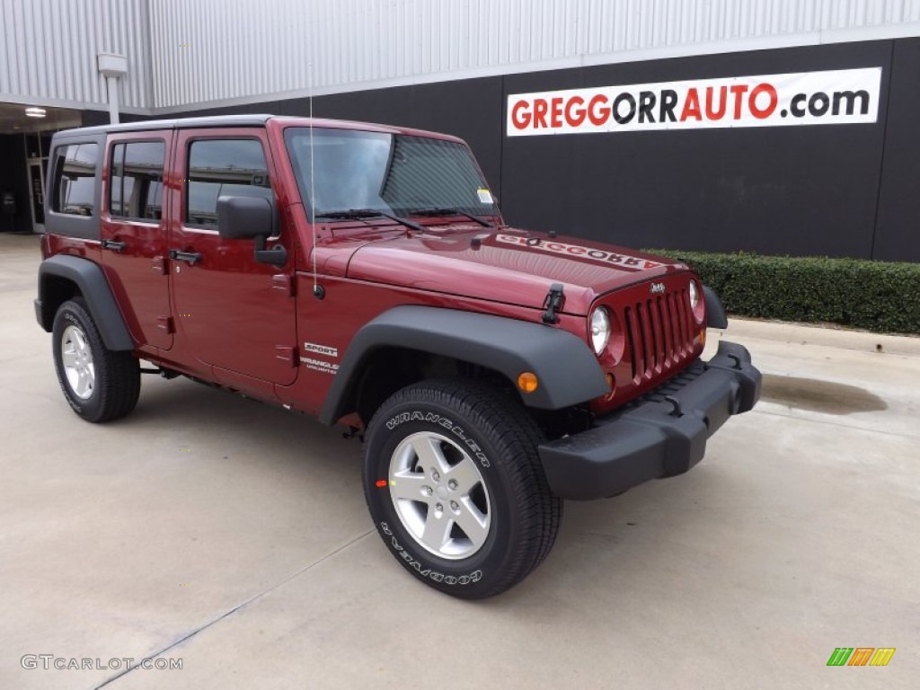 2013 Deep Cherry Red Crystal Pearl Jeep Wrangler Unlimited Sport S 4x4