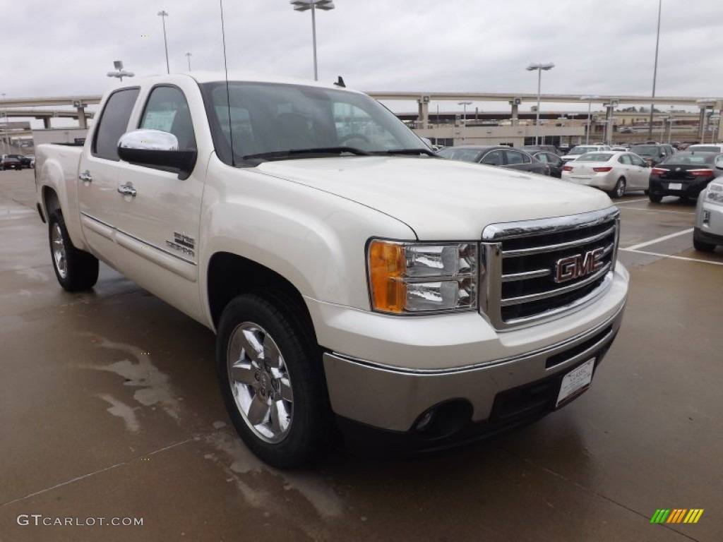 2013 Sierra 1500 SLE Crew Cab - White Diamond Tricoat / Very Dark Cashmere/Light Cashmere photo #1