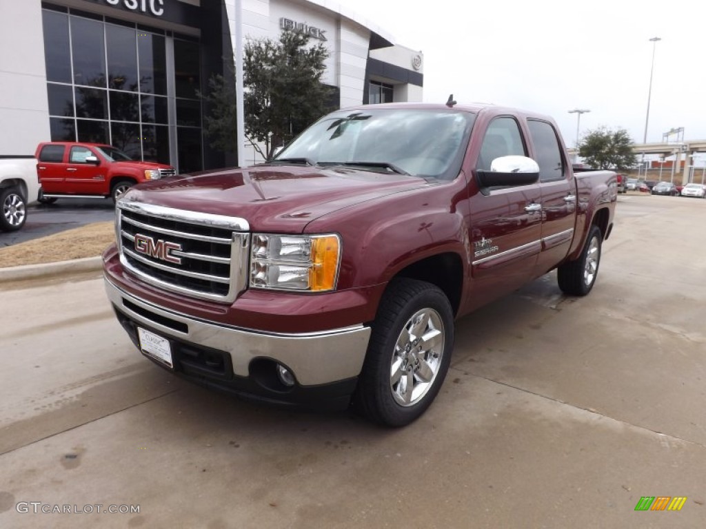 2013 Sierra 1500 SLE Crew Cab 4x4 - Sonoma Red Metallic / Very Dark Cashmere/Light Cashmere photo #2