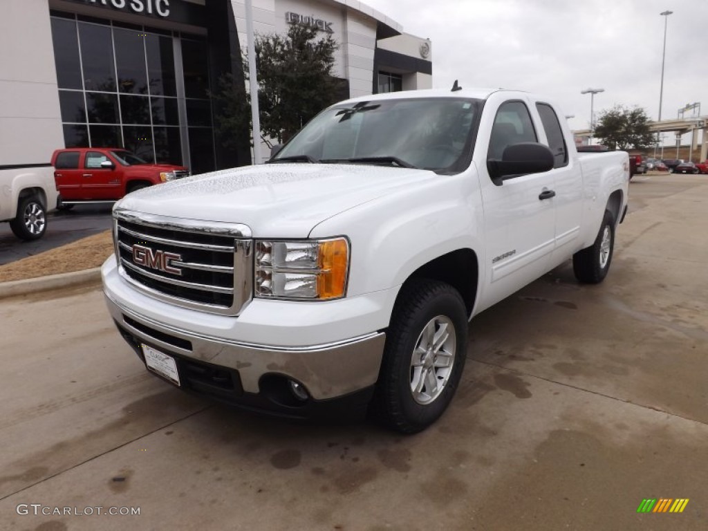 2013 Sierra 1500 SLE Extended Cab 4x4 - Summit White / Ebony photo #2