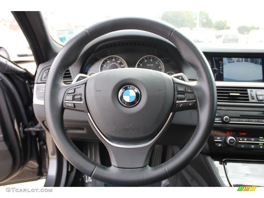 2011 BMW 5 Series 550i Sedan Black Steering Wheel Photo #76489946