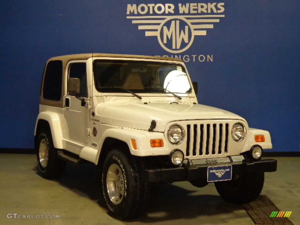 2000 Wrangler Sahara 4x4 - Stone White / Camel photo #1