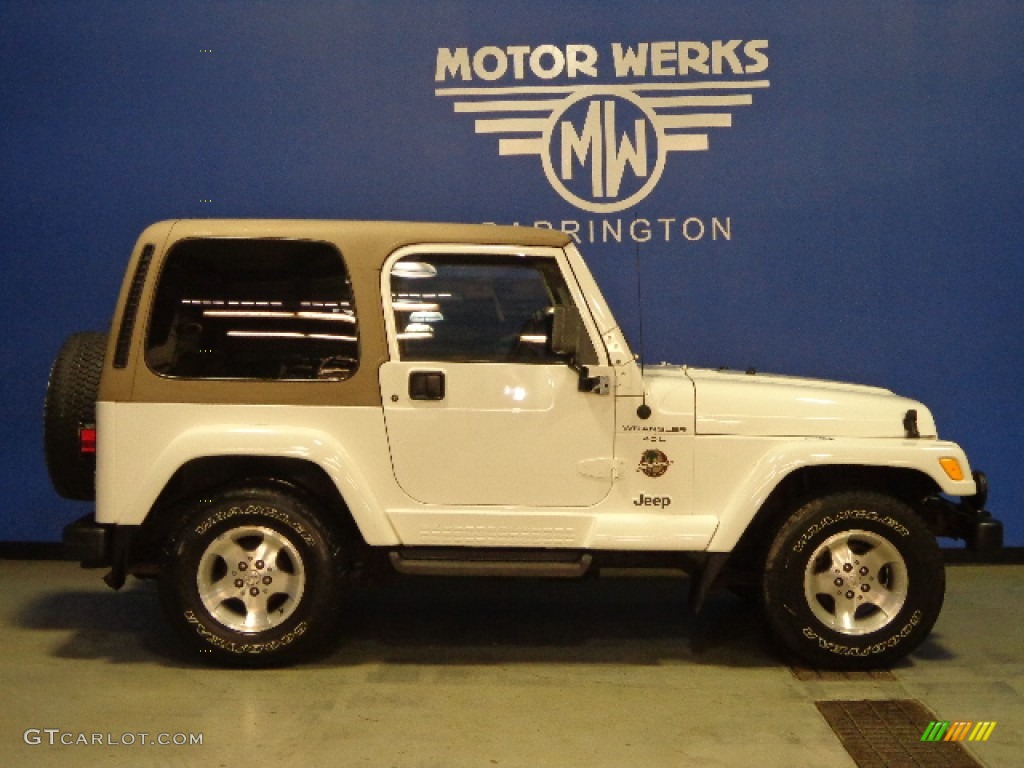 2000 Wrangler Sahara 4x4 - Stone White / Camel photo #10