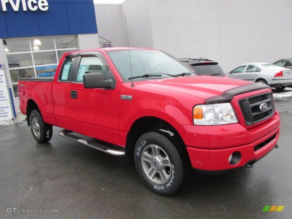 Bright Red 2008 Ford F150 STX SuperCab 4x4 Exterior Photo #76493612