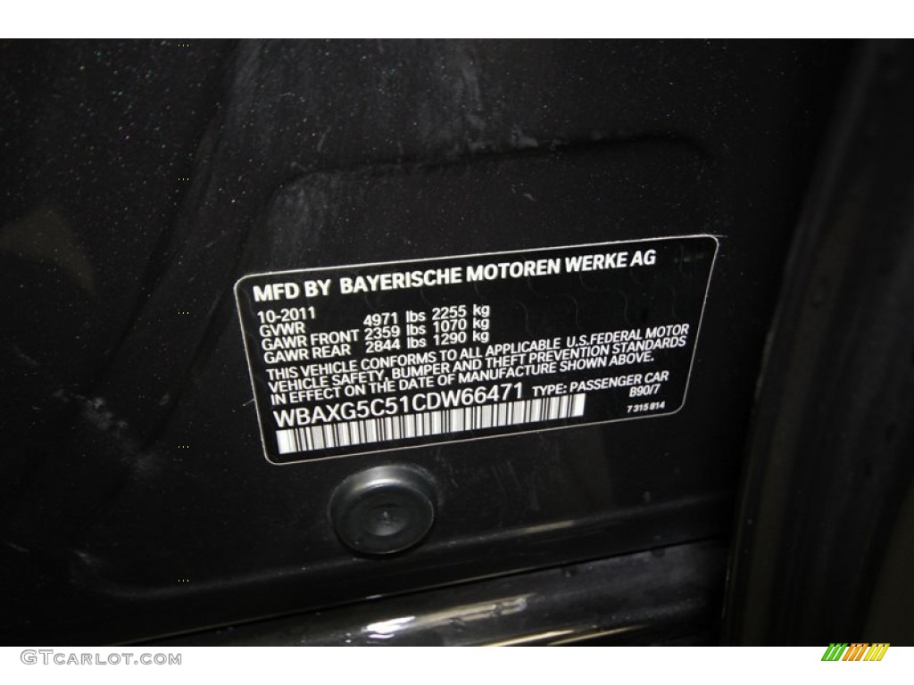 2012 5 Series Color Code B90 for Dark Graphite Metallic II Photo #76496328