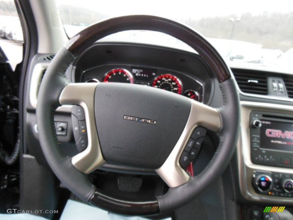 2013 GMC Acadia Denali AWD Ebony Steering Wheel Photo #76505795