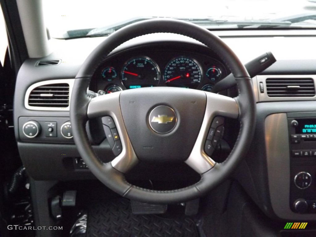 2013 Chevrolet Silverado 2500HD LTZ Crew Cab 4x4 Ebony Steering Wheel Photo #76510180