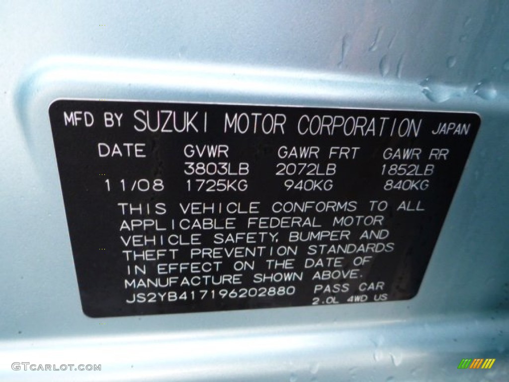 2009 SX4 Crossover Touring AWD - Vapor Blue Metallic / Black photo #19