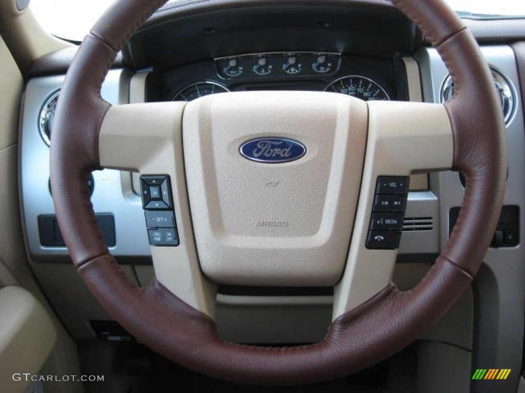 2013 Ford F150 King Ranch SuperCrew 4x4 King Ranch Chaparral Leather Steering Wheel Photo #76510498