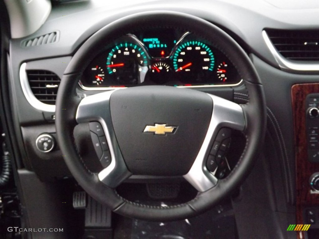2013 Chevrolet Traverse LT Ebony Steering Wheel Photo #76511051