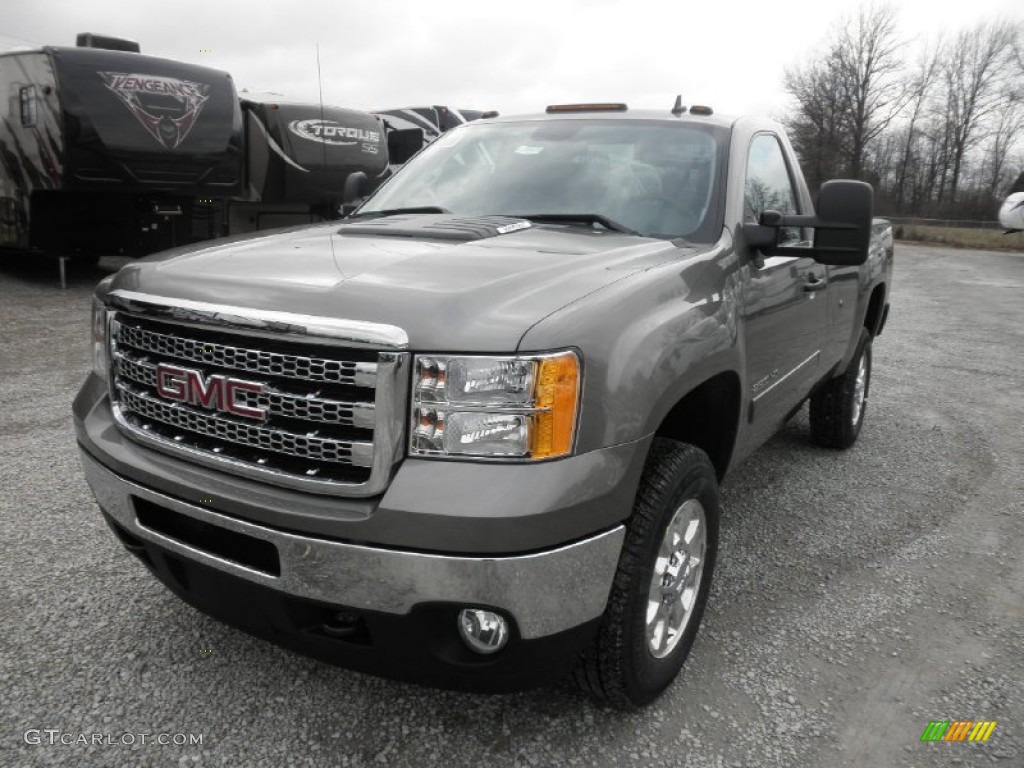 Steel Gray Metallic 2013 GMC Sierra 2500HD SLE Regular Cab 4x4 Exterior Photo #76512631