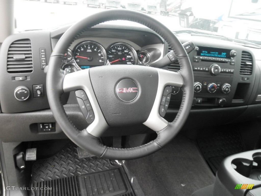 2013 GMC Sierra 2500HD SLE Regular Cab 4x4 Ebony Steering Wheel Photo #76512884