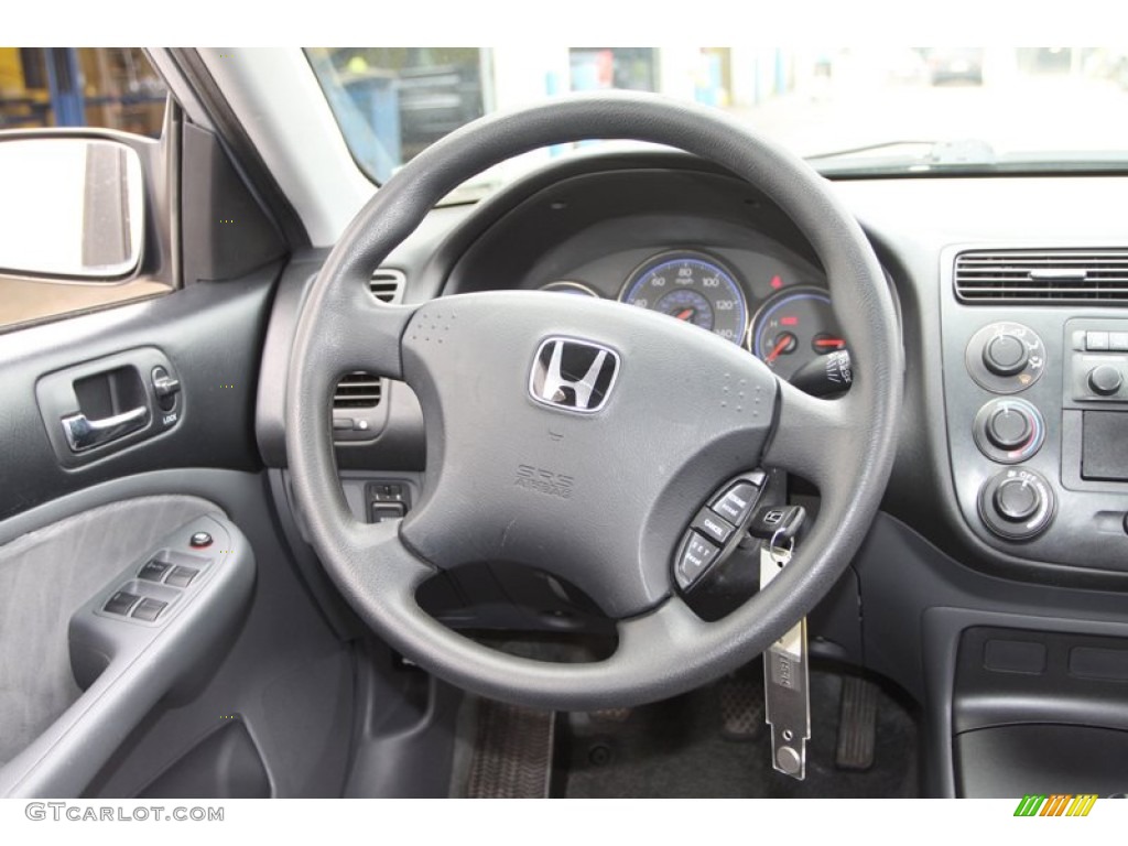 2003 Honda Civic LX Sedan Gray Steering Wheel Photo #76527524