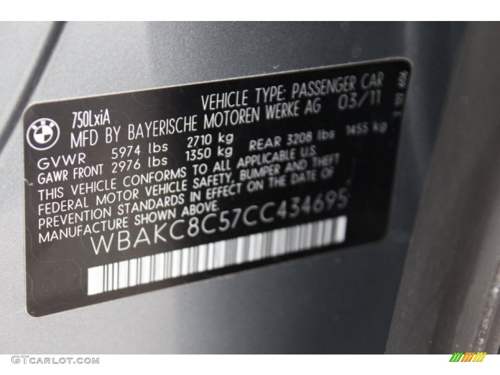 2012 7 Series 750Li xDrive Sedan - Space Grey Metallic / Black photo #32