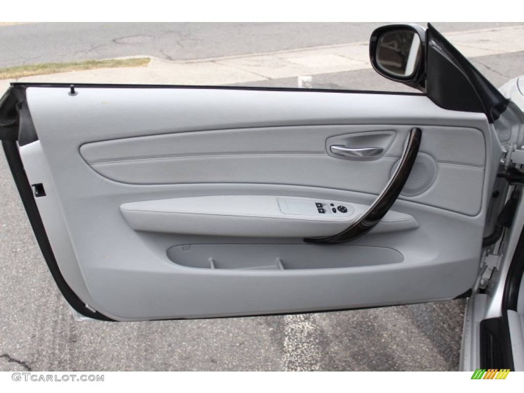 2010 BMW 1 Series 128i Coupe Gray Boston Leather Door Panel Photo #76530594