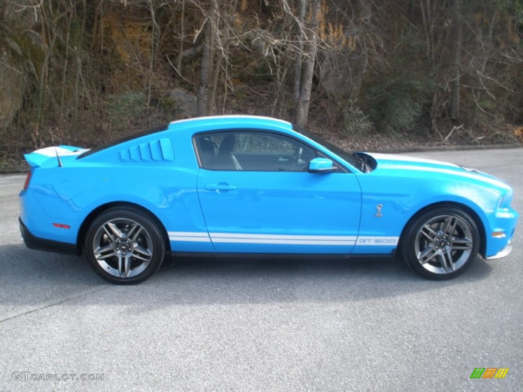 2011 Mustang Shelby GT500 Coupe - Grabber Blue / Charcoal Black/White photo #2