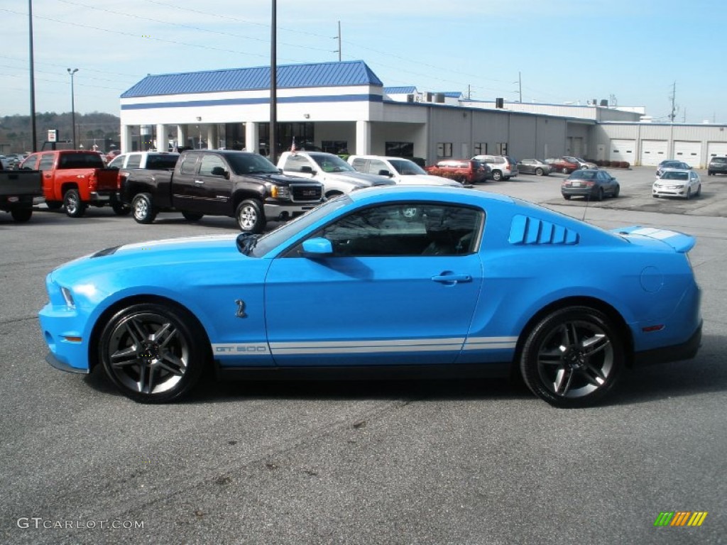 2011 Mustang Shelby GT500 Coupe - Grabber Blue / Charcoal Black/White photo #12