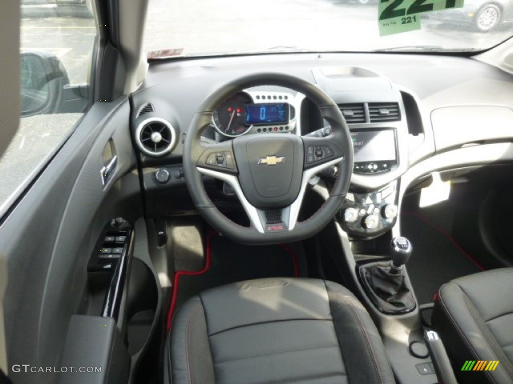 2013 Chevrolet Sonic RS Hatch RS Jet Black Leather/Microfiber Dashboard Photo #76531299