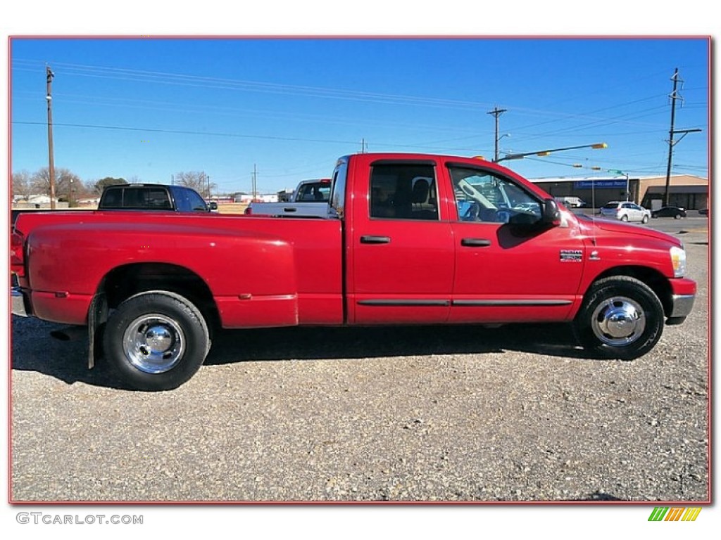 2007 Ram 3500 Lone Star Quad Cab Dually - Inferno Red Crystal Pearl / Khaki photo #11