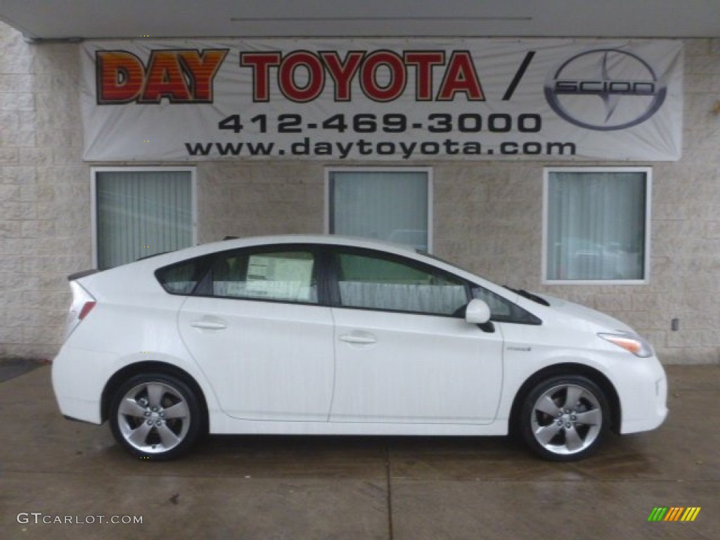 2013 Prius Three Hybrid - Blizzard White Pearl / Dark Gray photo #1