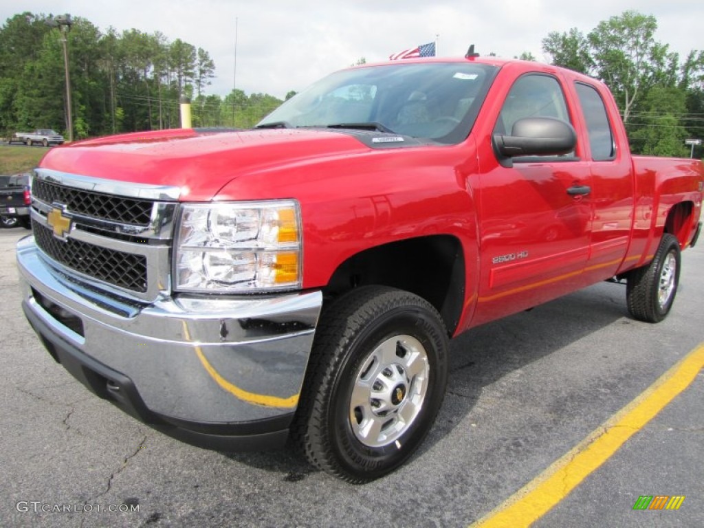Victory Red 2011 Chevrolet Silverado 2500HD LT Extended Cab 4x4 Exterior Photo #76537097