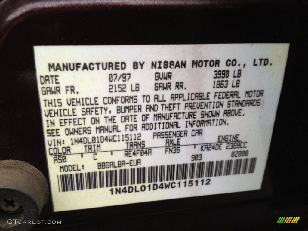 1998 Altima GXE - Black Cherry Pearl Metallic / Tan photo #11