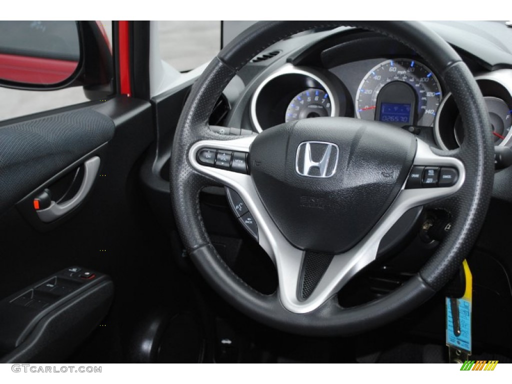 2009 Honda Fit Sport Sport Black Steering Wheel Photo #76537398