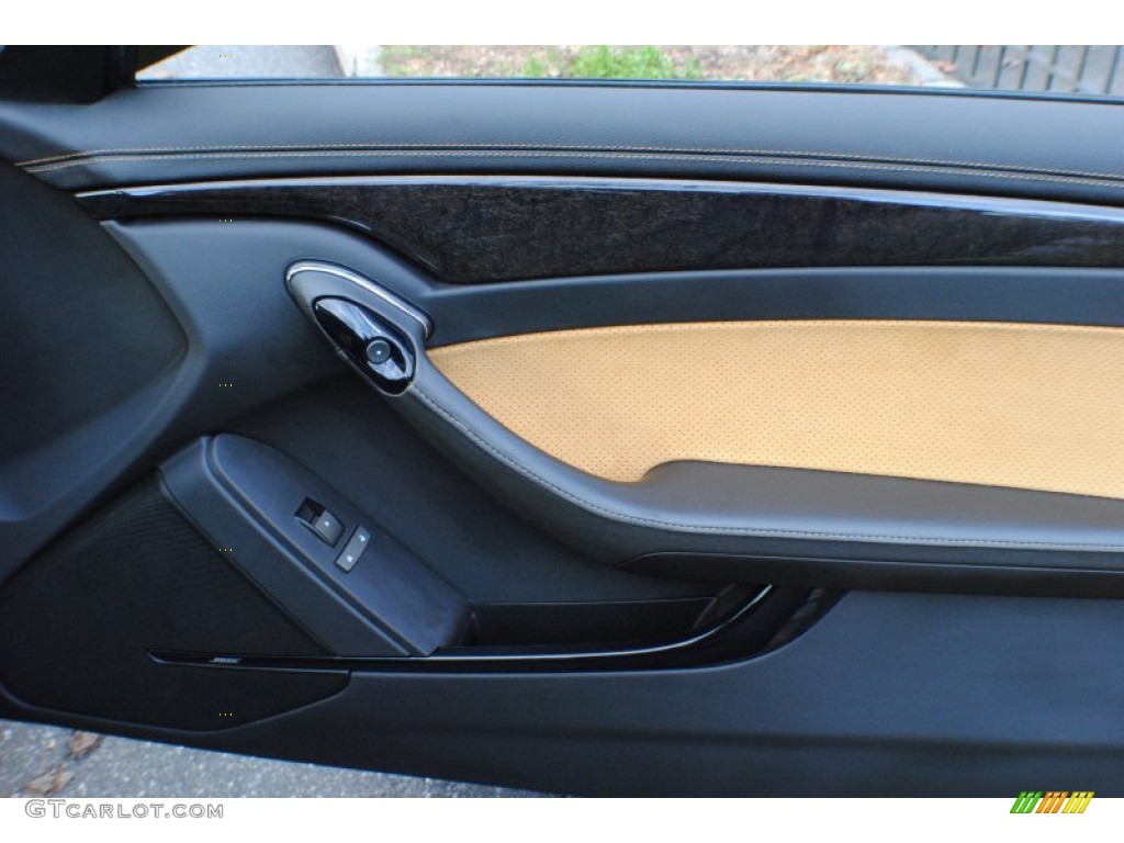 2012 Cadillac CTS -V Coupe Ebony/Saffron Door Panel Photo #76542380