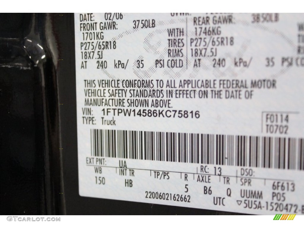 2006 F150 Lariat SuperCrew 4x4 - Black / Black photo #50