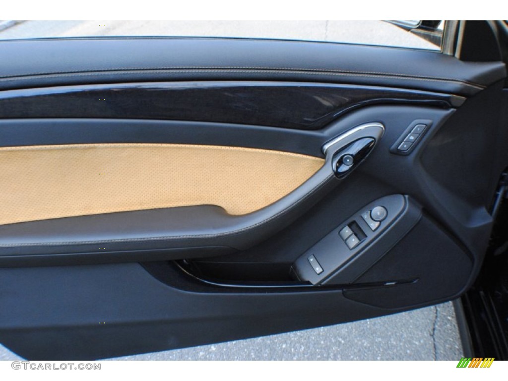 2012 Cadillac CTS -V Coupe Ebony/Saffron Door Panel Photo #76542467