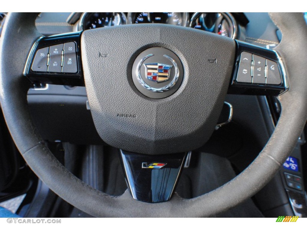 2012 Cadillac CTS -V Coupe Ebony/Saffron Steering Wheel Photo #76542608