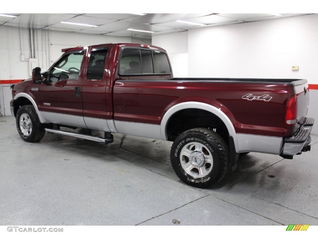 Dark Toreador Red Metallic 2005 Ford F350 Super Duty Lariat SuperCab 4x4 Exterior Photo #76543262