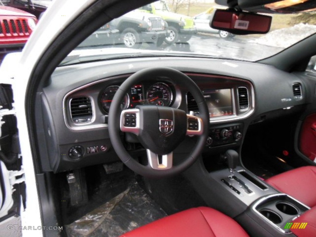 Black/Red Interior 2013 Dodge Charger R/T Plus AWD Photo #76548890