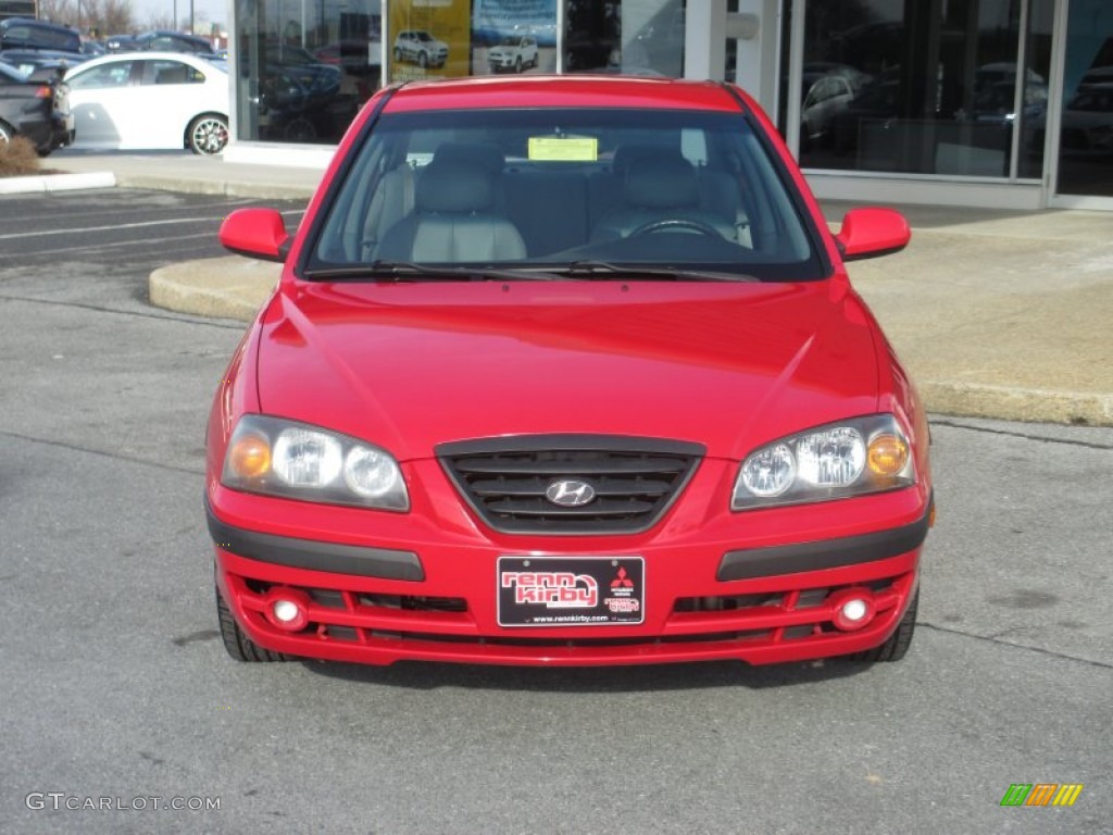 2004 Elantra GT Sedan - Rally Red / Dark Gray photo #2