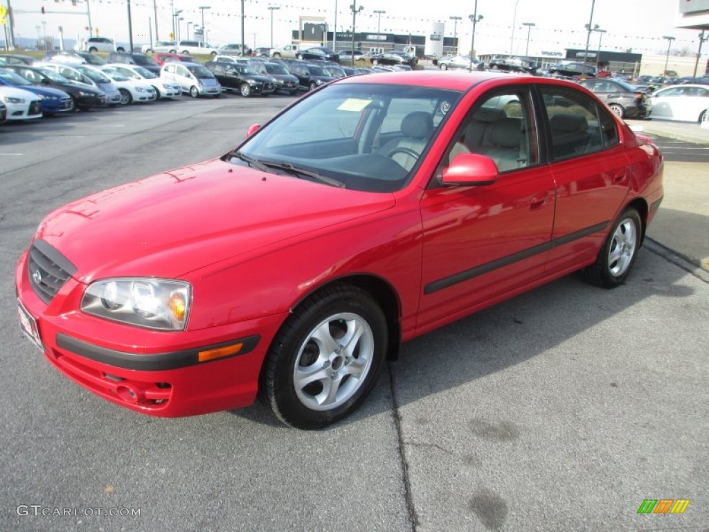 2004 Elantra GT Sedan - Rally Red / Dark Gray photo #3