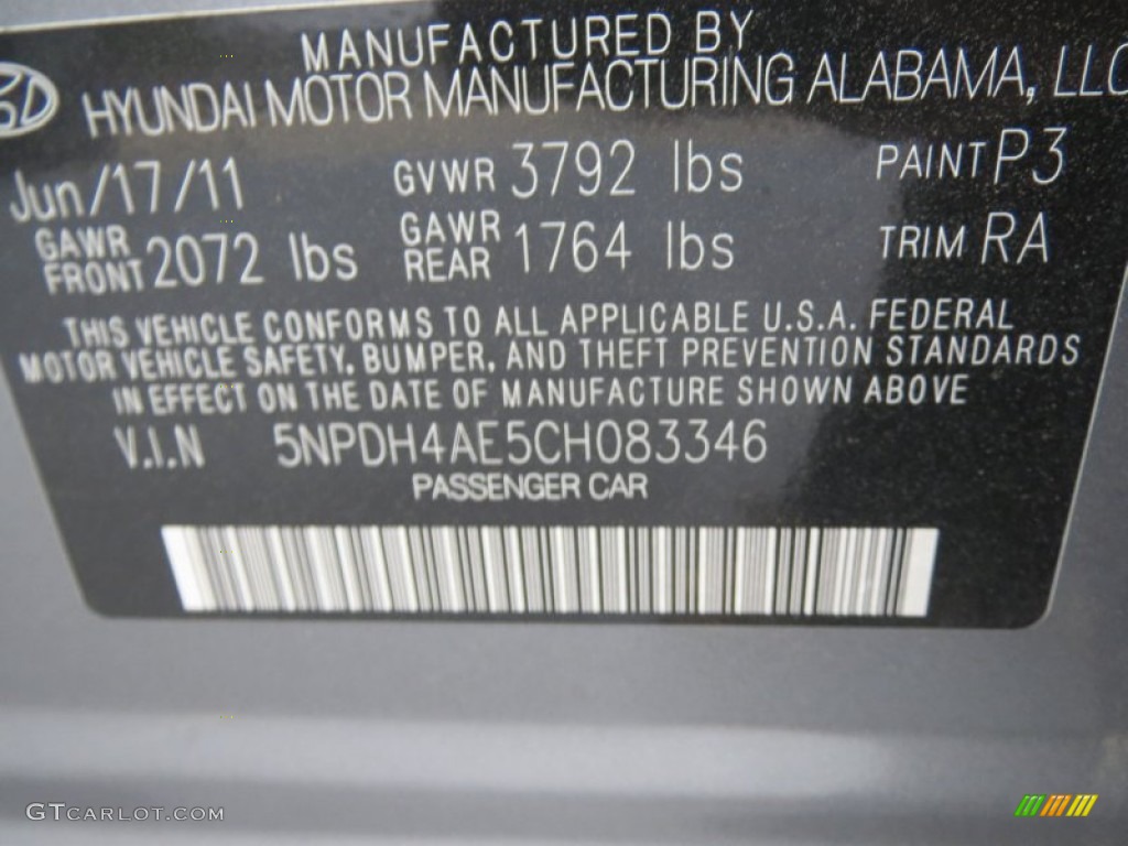 2012 Elantra GLS - Harbor Gray Metallic / Gray photo #40