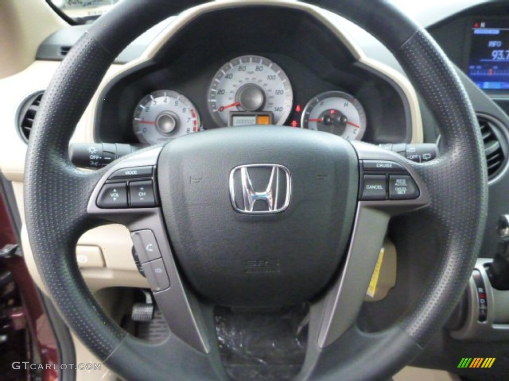 2013 Honda Pilot EX 4WD Beige Steering Wheel Photo #76557526
