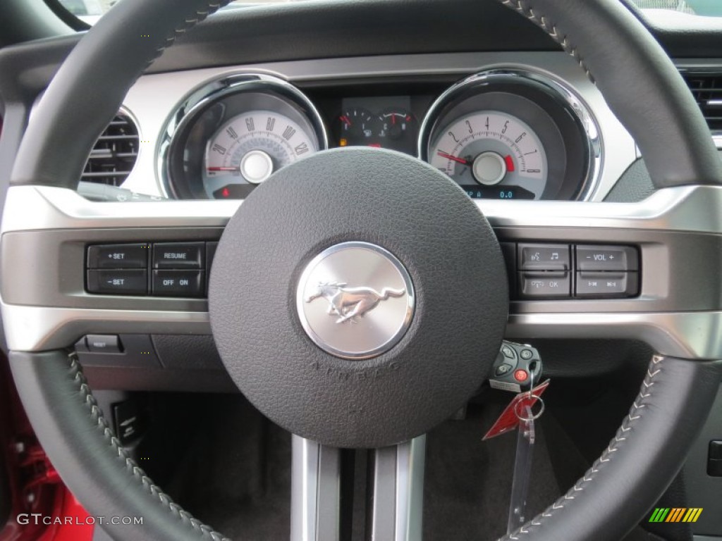 2010 Ford Mustang GT Premium Coupe Charcoal Black Steering Wheel Photo #76559014