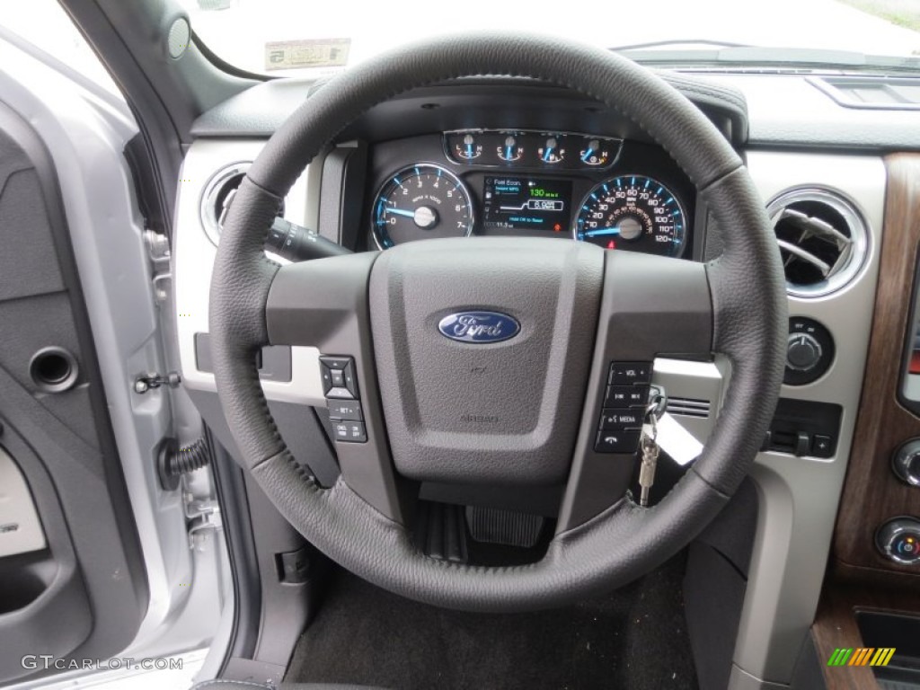 2013 Ford F150 Lariat SuperCrew Black Steering Wheel Photo #76561628