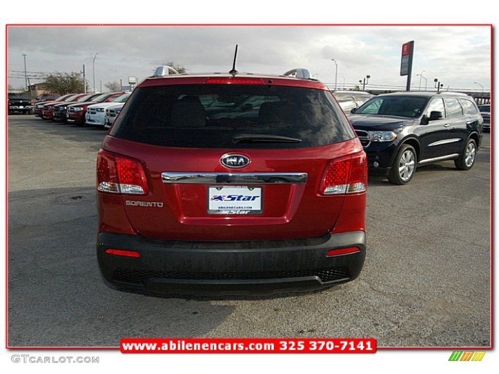 2011 Sorento LX V6 - Spicy Red / Beige photo #4