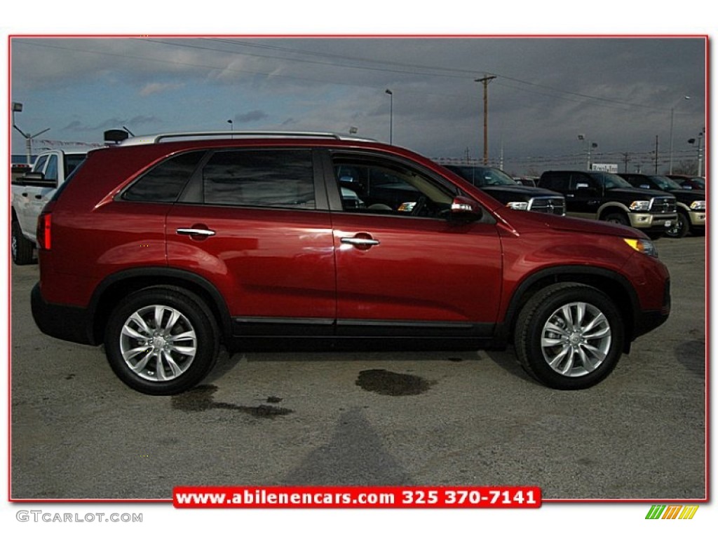 2011 Sorento LX V6 - Spicy Red / Beige photo #7