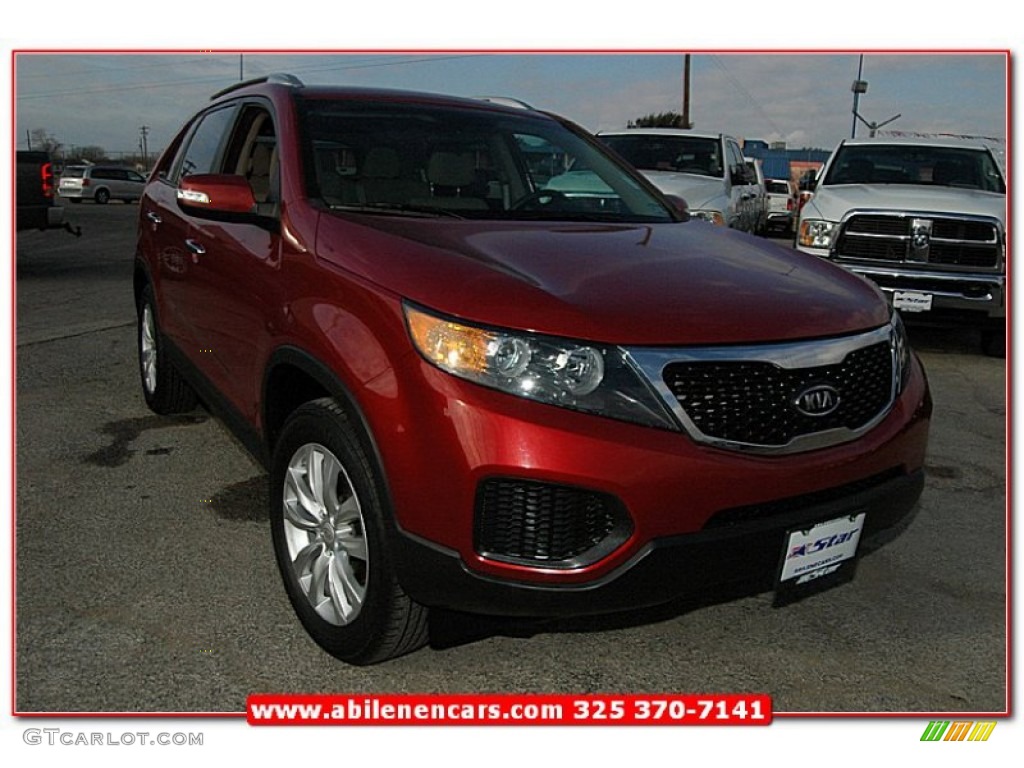 2011 Sorento LX V6 - Spicy Red / Beige photo #8