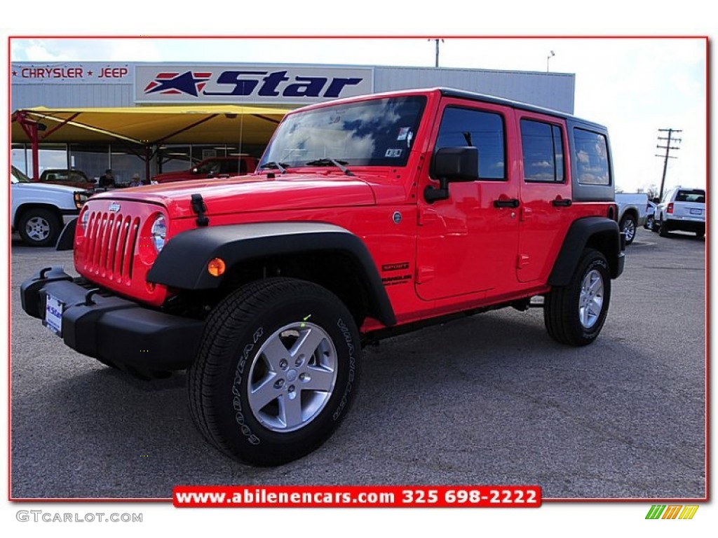 2013 Wrangler Unlimited Sport S 4x4 - Rock Lobster Red / Black photo #1