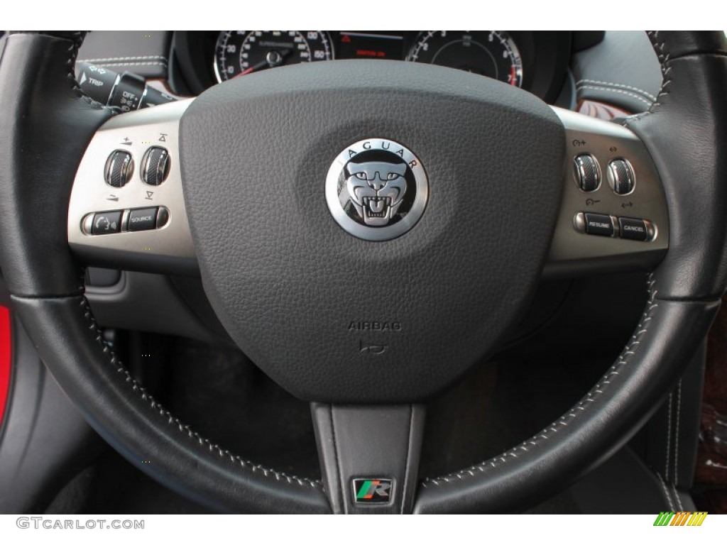 2010 Jaguar XK XKR Convertible Warm Charcoal Steering Wheel Photo #76567285